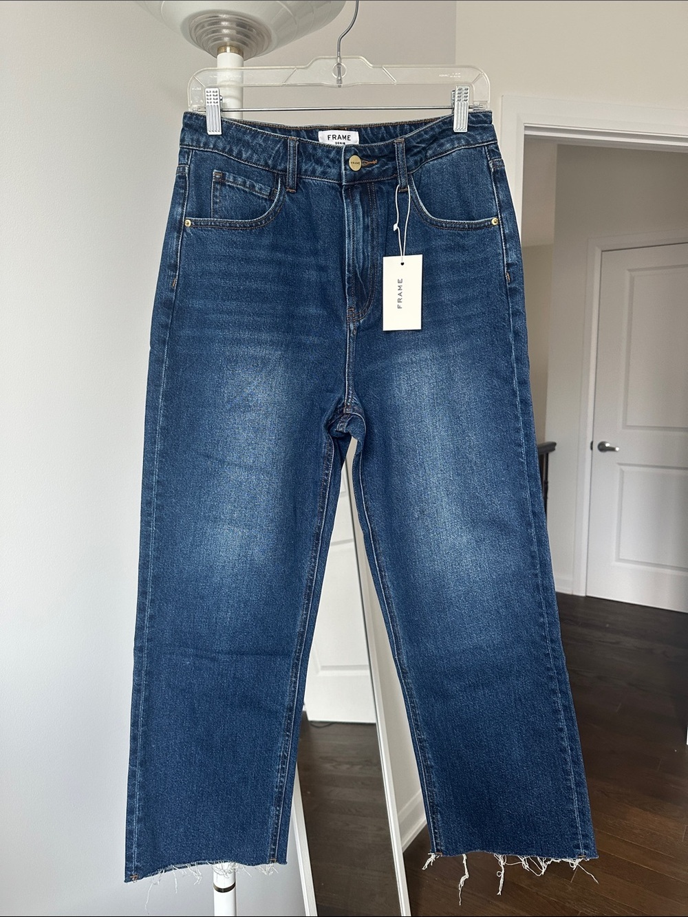Frame Denim Medium Wash Highrise Straight Jeans
